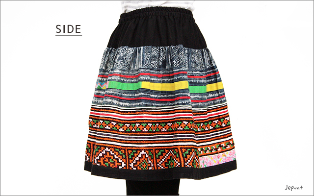 スカート■エスニックファッション　モン族刺繍　ショートスカート